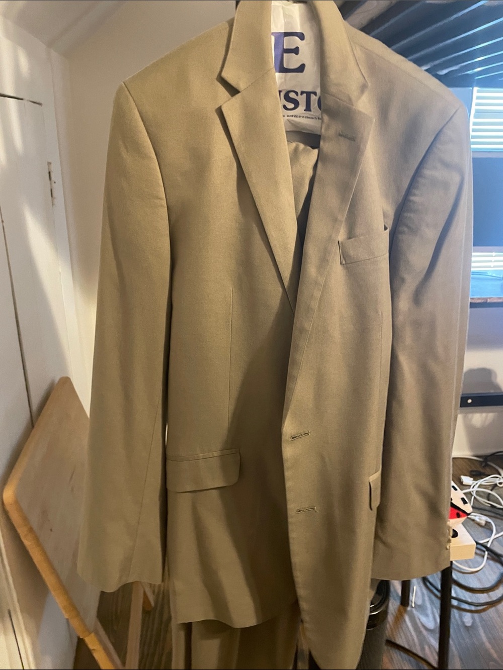 Men's Khaki Two-Piece Suit Blazer - Unbranded